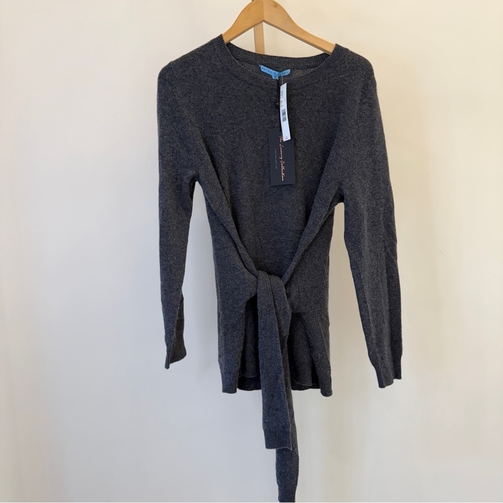 NWT!! Antonio Melani Women's Gray 100% Cashmere Sweater Size M w/ Waist Tie